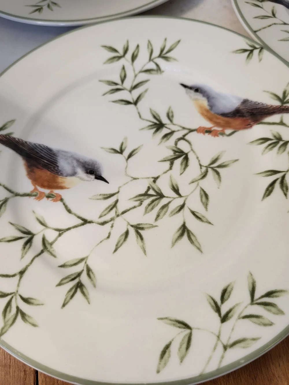S/4 Vintage Farberware ARBOR LIFE Salad Plates Nuthatch/Bluebird